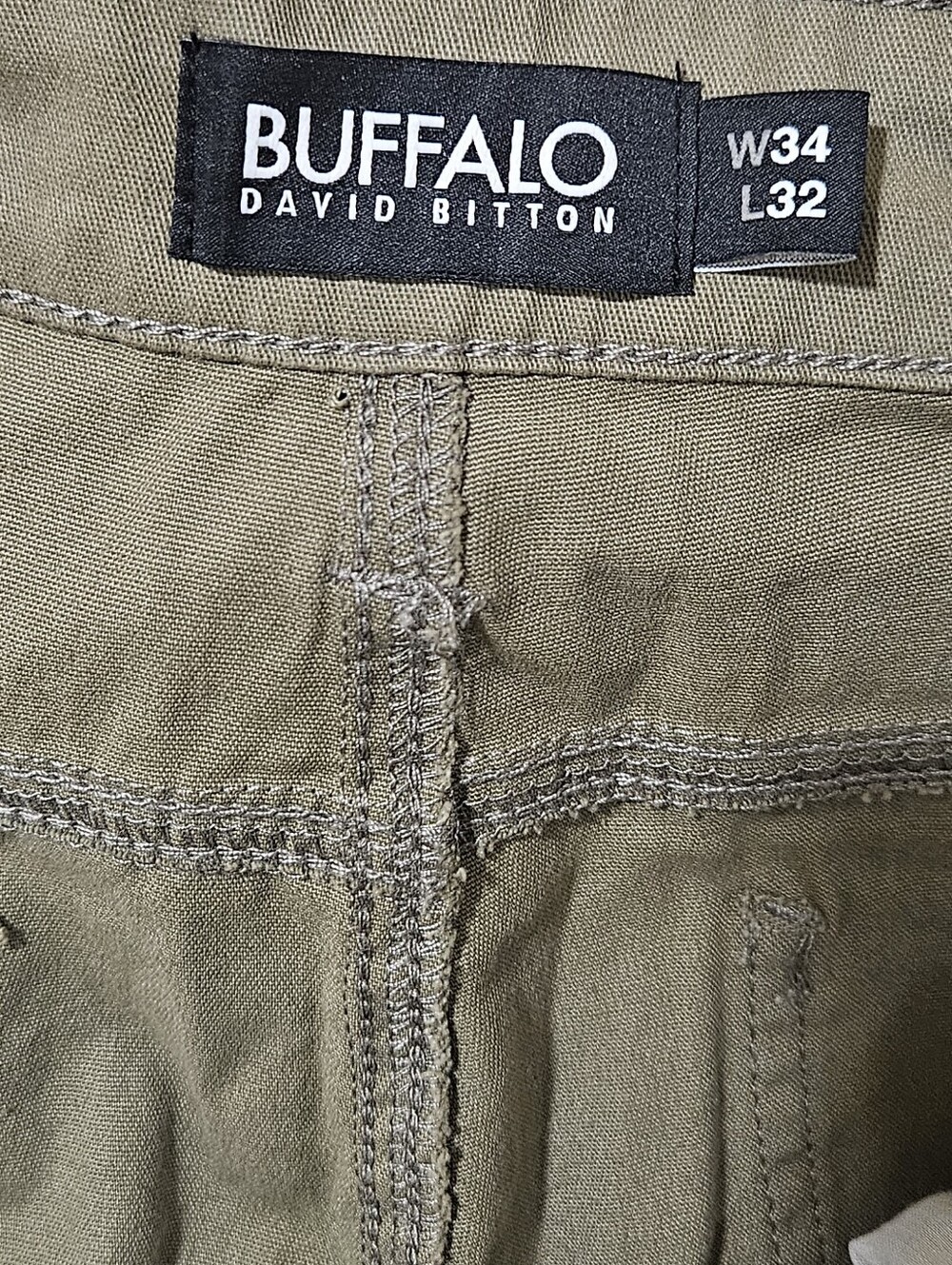 Buffalo David Bitton Six Straight Jeans Mens Olive Green Stretch Denim Size34x32 - Picture 5 of 9